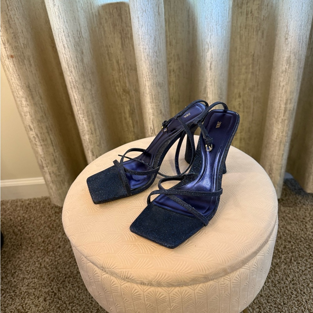 Zara Navy Strappy Heels